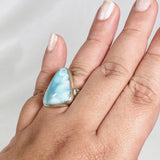 Larimar Triangular Ring with Hammered Band Size 11 KRGJ3101