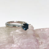 London Blue Topaz Round Solitaire Faceted Ring Size 7 HRGJ-57