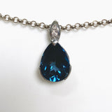 London Blue Topaz Teardrop Faceted Pendant with CZ HPGJ-09