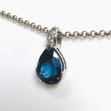 London Blue Topaz Teardrop Faceted Pendant with CZ HPGJ-09