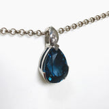 London Blue Topaz Teardrop Faceted Pendant with CZ HPGJ-09