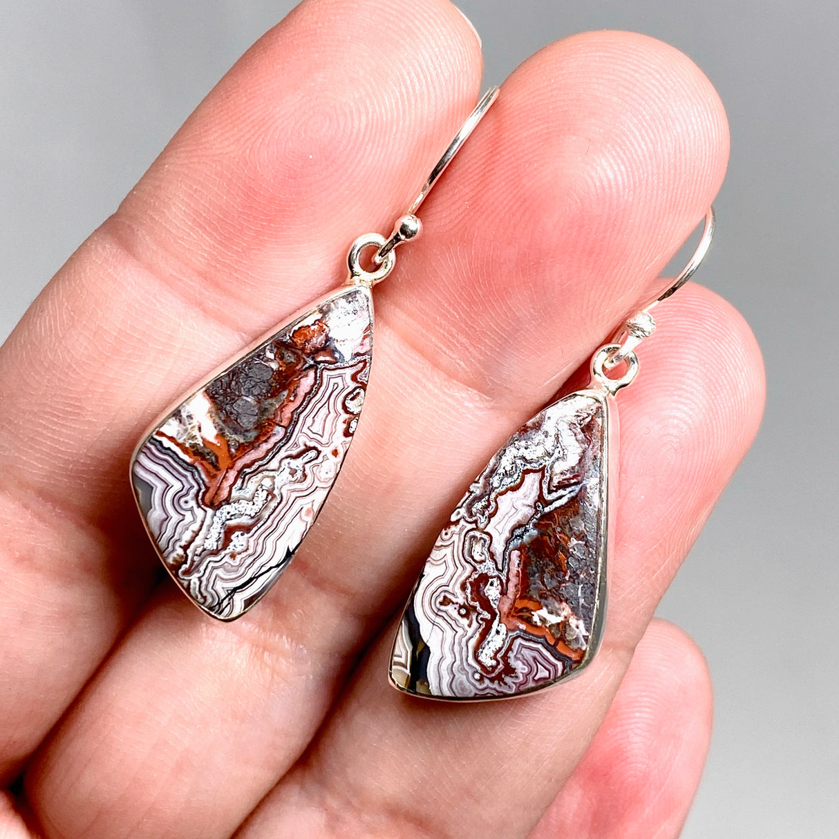 Mexican Crazy Lace Agate Freeform Earrings KEGJ1518