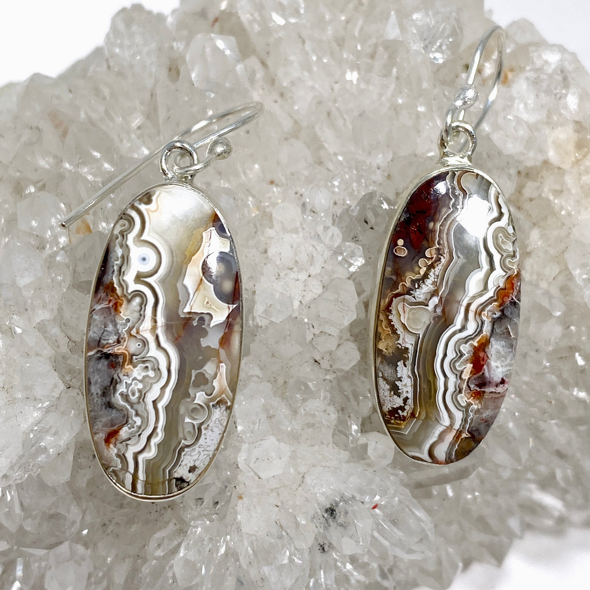 Mexican Crazy Lace Agate Oval Earrings KEGJ1514