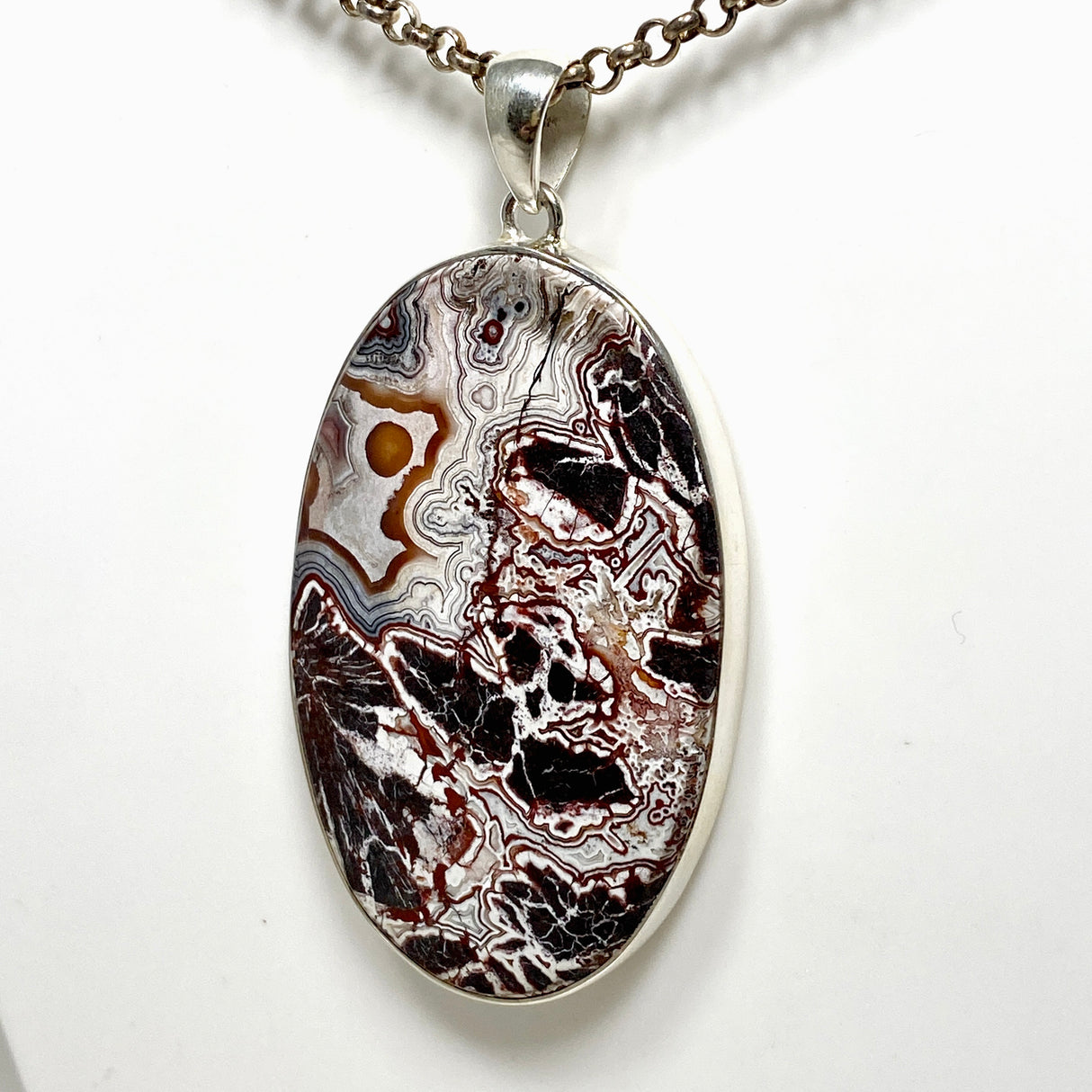 Mexican Crazy Lace Agate Oval Pendant KPGJ4572