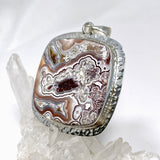 Mexican Crazy Lace Agate Square Pendant in a decorative hammered setting KPGJ4575