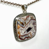 Mexican Crazy Lace Agate Square Pendant in a decorative hammered setting KPGJ4575