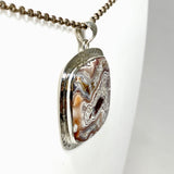 Mexican Crazy Lace Agate Square Pendant in a decorative hammered setting KPGJ4575