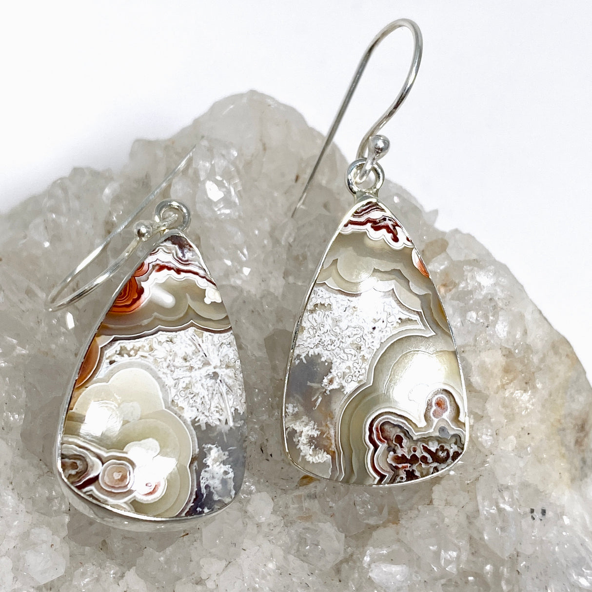 Mexican Crazy Lace Agate Teardrop Earrings KEGJ1515