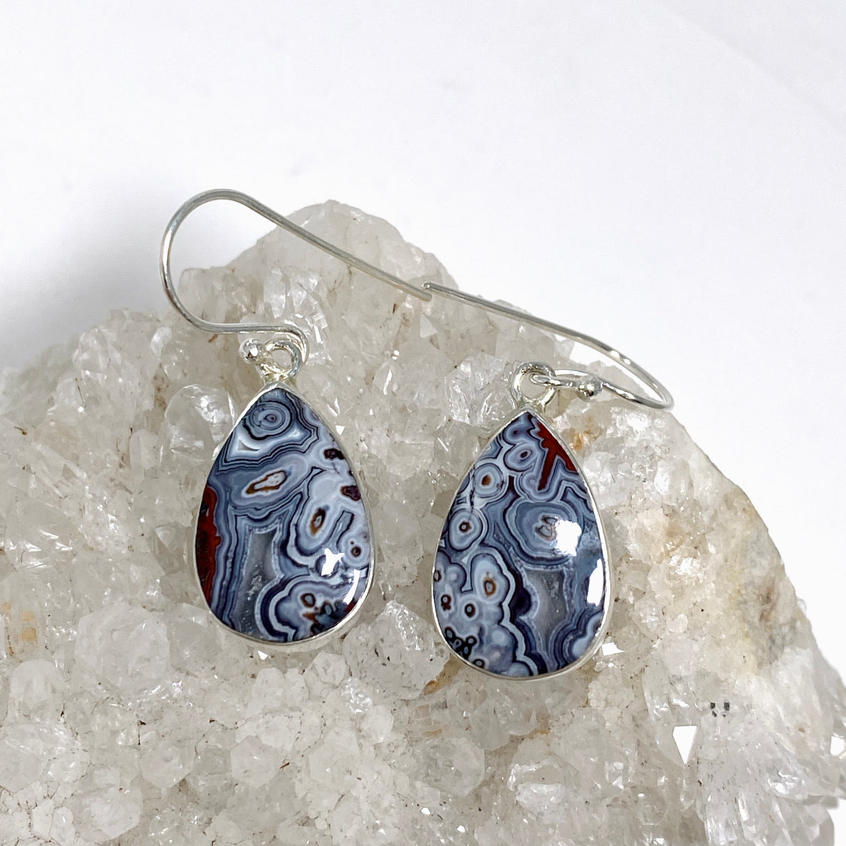 Mexican Crazy Lace Agate Teardrop Earrings KEGJ1516