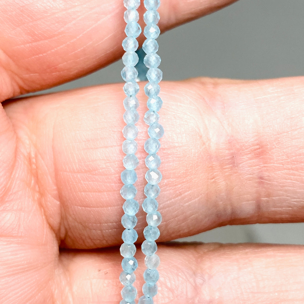 Micro Bead Necklace - Blue Chalcedony