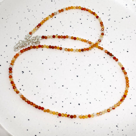 Micro Bead Necklace - Carnelian 
2.5mm