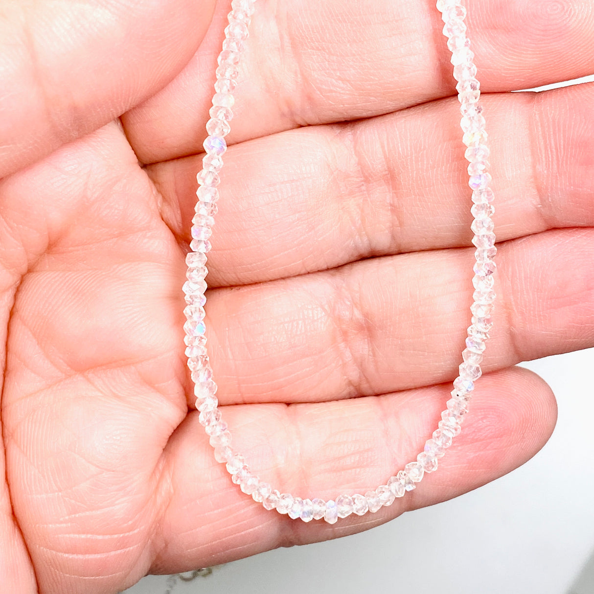 Micro Bead Necklace - White Moonstone