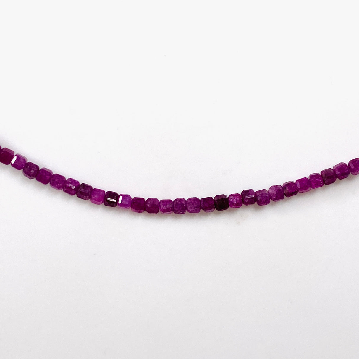 Micro Bead Necklace - Ruby Square Beads