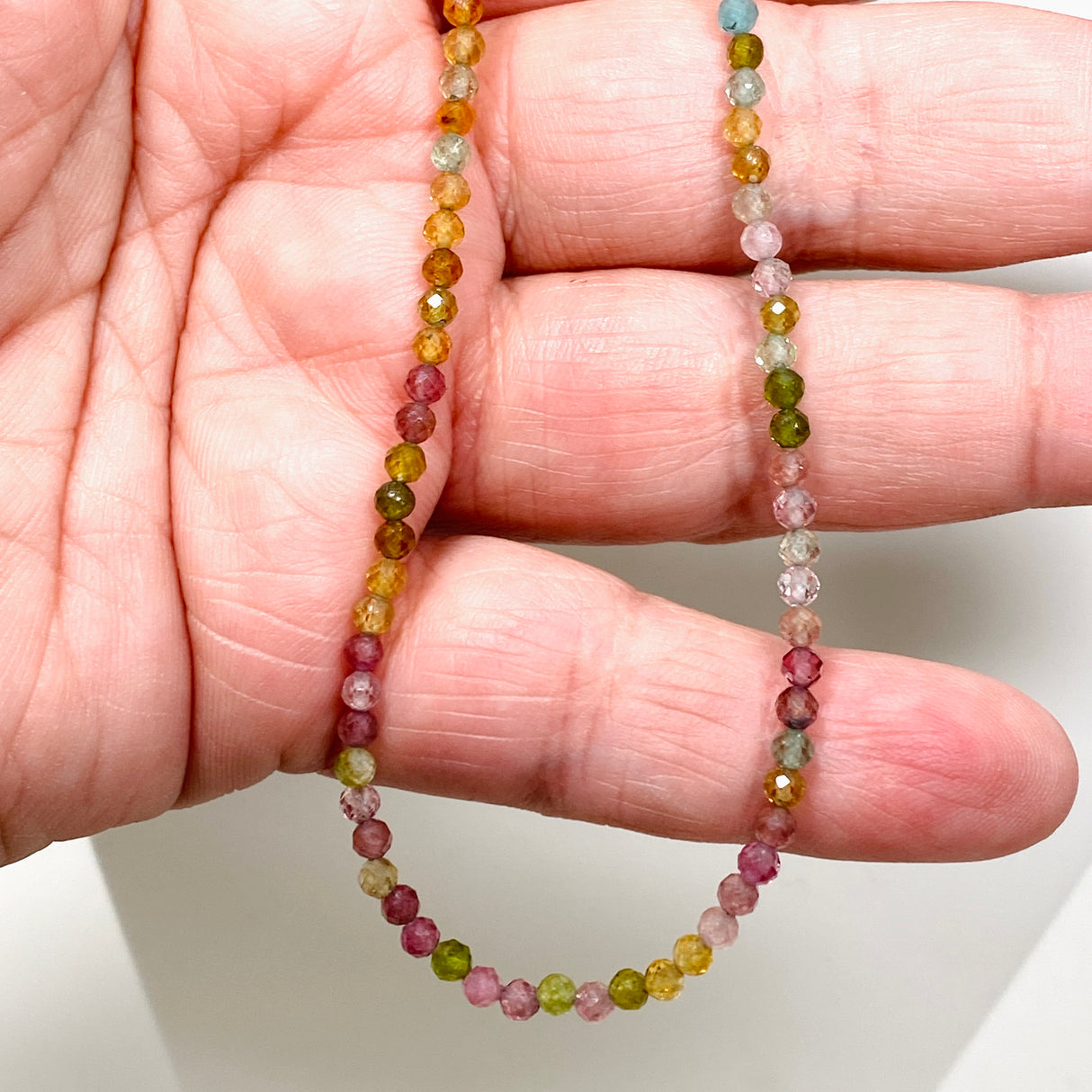 Micro Bead Necklace - Tourmaline (mixed colours)