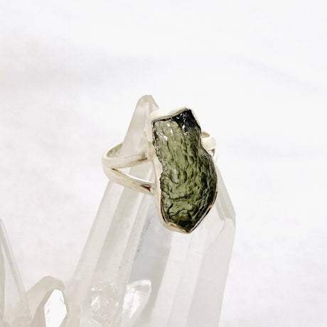 Moldavite Raw Split Band Ring Size 6 KRGJ3356