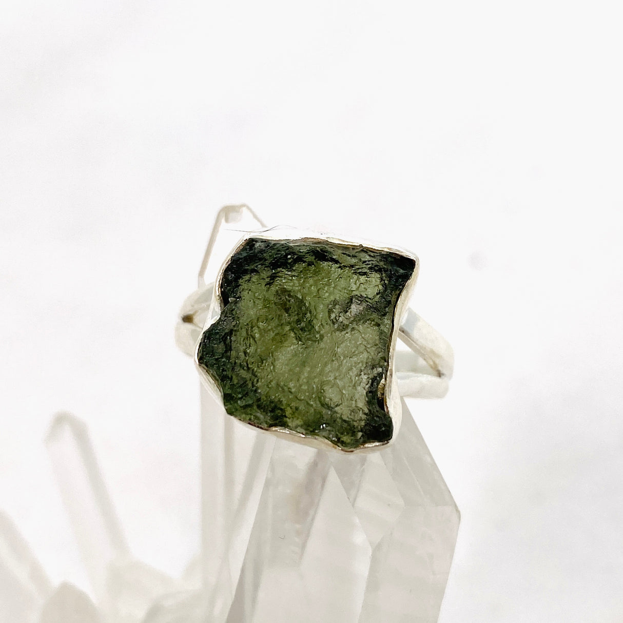 Moldavite Raw Split Band Ring Size 7 KRGJ3357