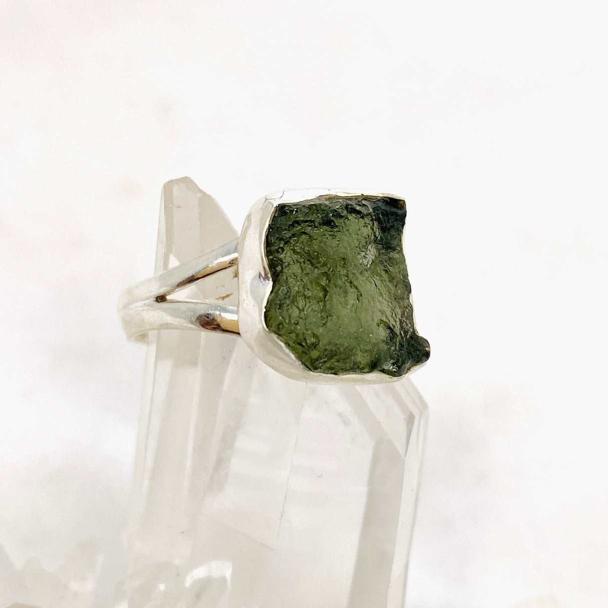 Moldavite Raw Split Band Ring Size 7 KRGJ3357