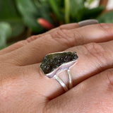 Moldavite Raw Split Band Ring Size 8 KRGJ3358