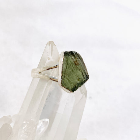 Moldavite Raw Split Band Ring Size 9 KRGJ3359