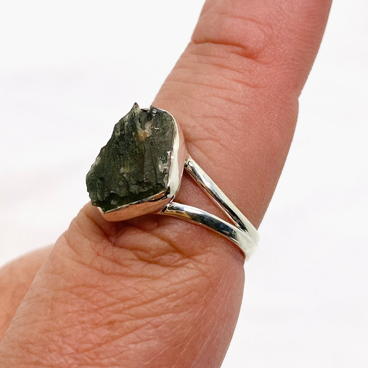 Moldavite Raw Split Band Ring Size 9 KRGJ3359