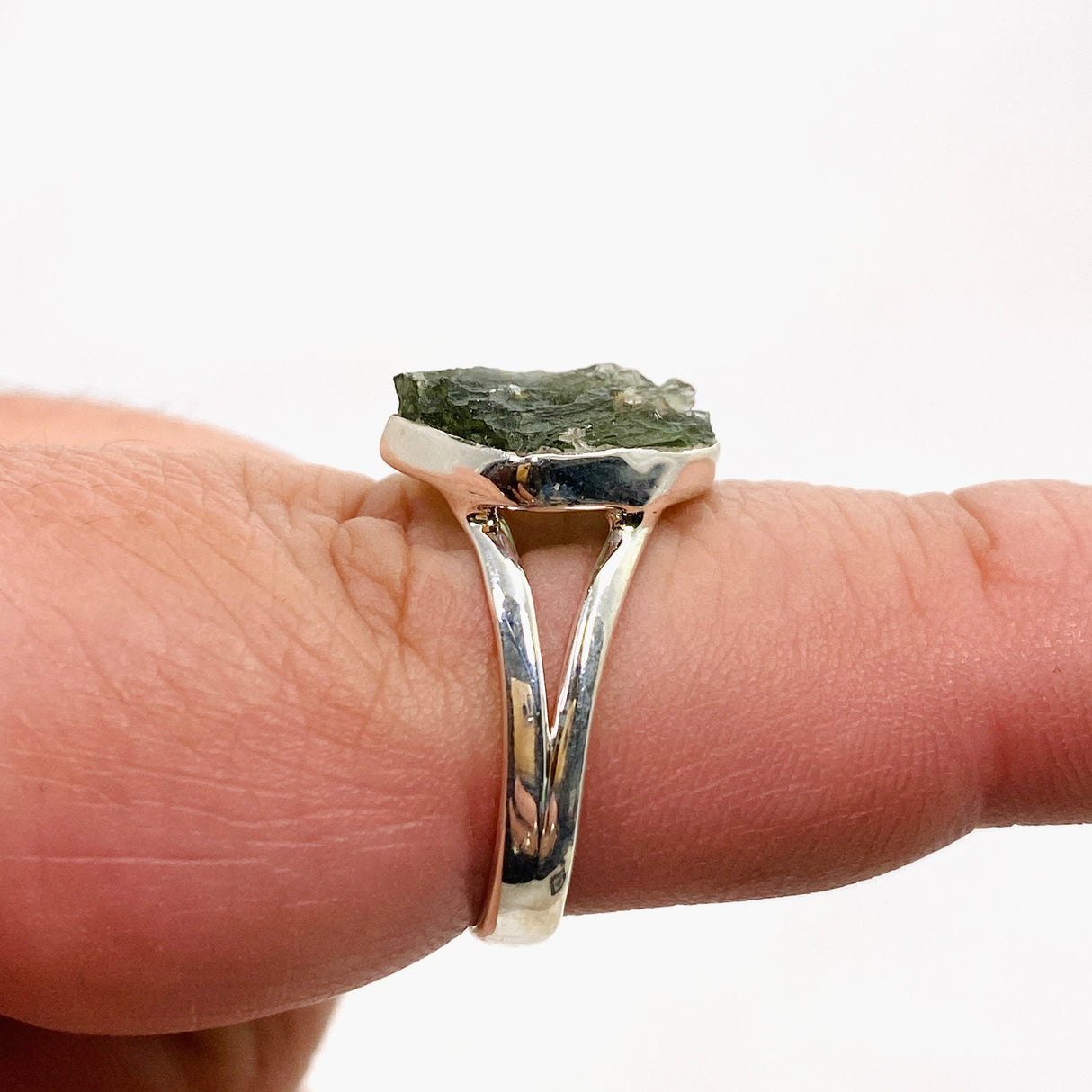 Moldavite Raw Split Band Ring Size 9 KRGJ3359