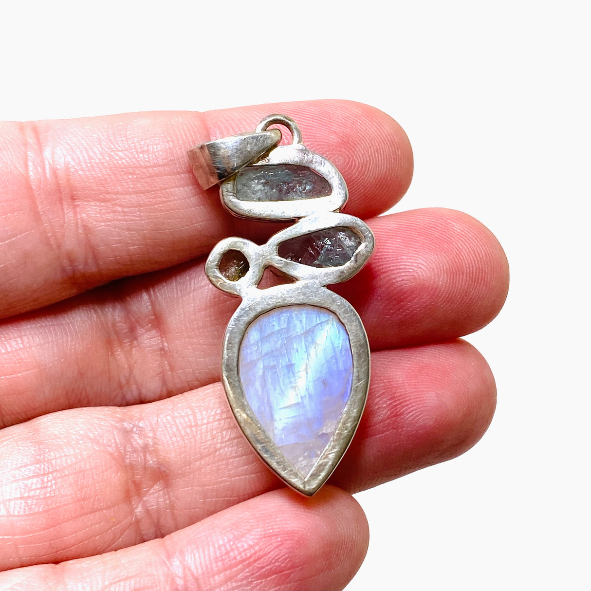 Moonstone multi-stone pendant with Aquamarine and Watermelon Tourmaline KPGJ1521