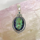 Mystic Topaz Oval Faceted Boho Pendant KPGJ4586