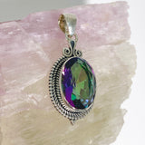 Mystic Topaz Oval Faceted Boho Pendant KPGJ4586