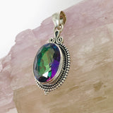 Mystic Topaz Oval Faceted Boho Pendant KPGJ4586