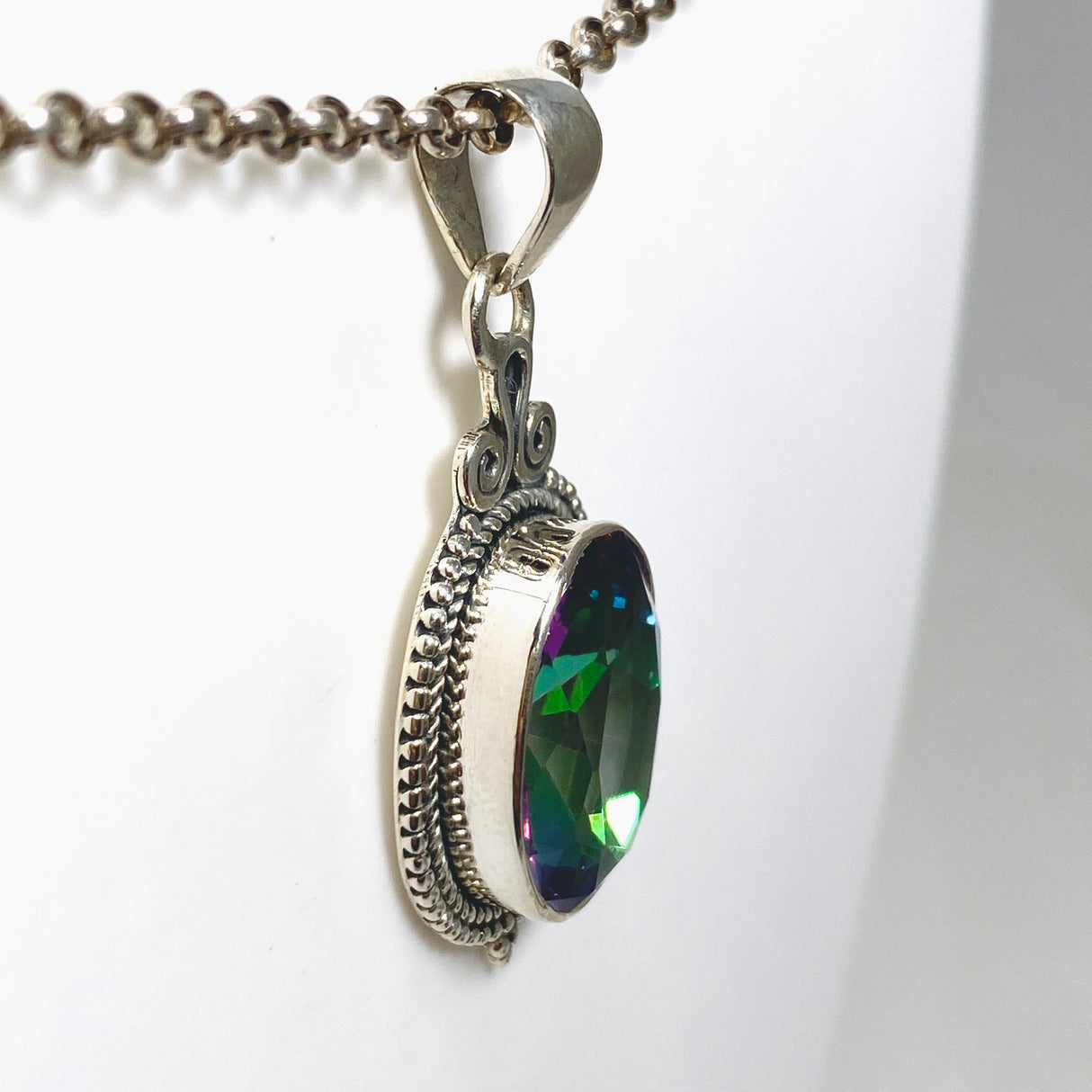 Mystic Topaz Oval Faceted Boho Pendant KPGJ4586