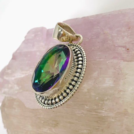 Mystic Topaz Oval Faceted Boho Pendant KPGJ4587