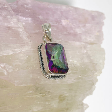 Mystic Topaz Rectangular Faceted Boho Pendant KPGJ4591