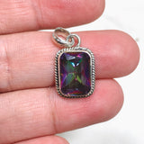 Mystic Topaz Rectangular Faceted Boho Pendant KPGJ4591