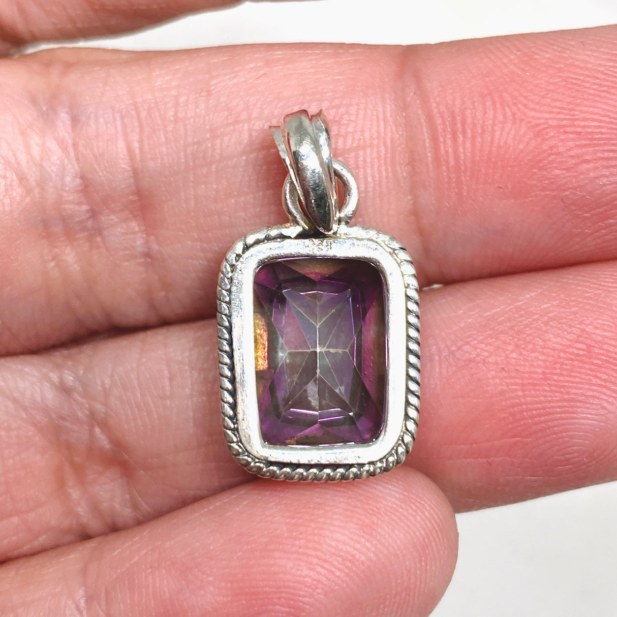 Mystic Topaz Rectangular Faceted Boho Pendant KPGJ4591