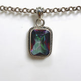 Mystic Topaz Rectangular Faceted Boho Pendant KPGJ4591