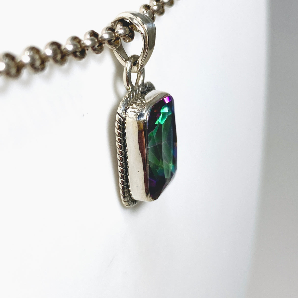 Mystic Topaz Rectangular Faceted Boho Pendant KPGJ4591