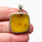 Natural Amber Square Pendant in a Hammered Setting KPGJ4339