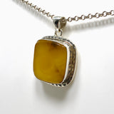 Natural Amber Square Pendant in a Hammered Setting KPGJ4339