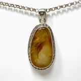 Natural Amber Teardrop Pendant in a Hammered Setting KPGJ4340