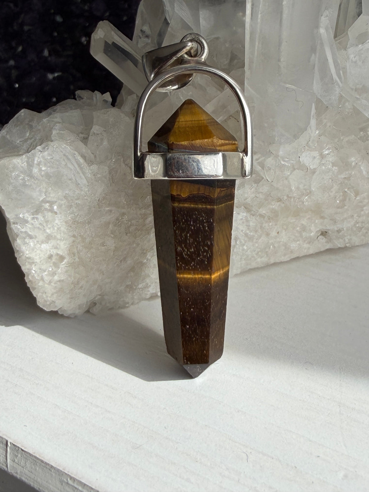 Tiger's Eye Double-Terminated Point Pendant PPGJ1234