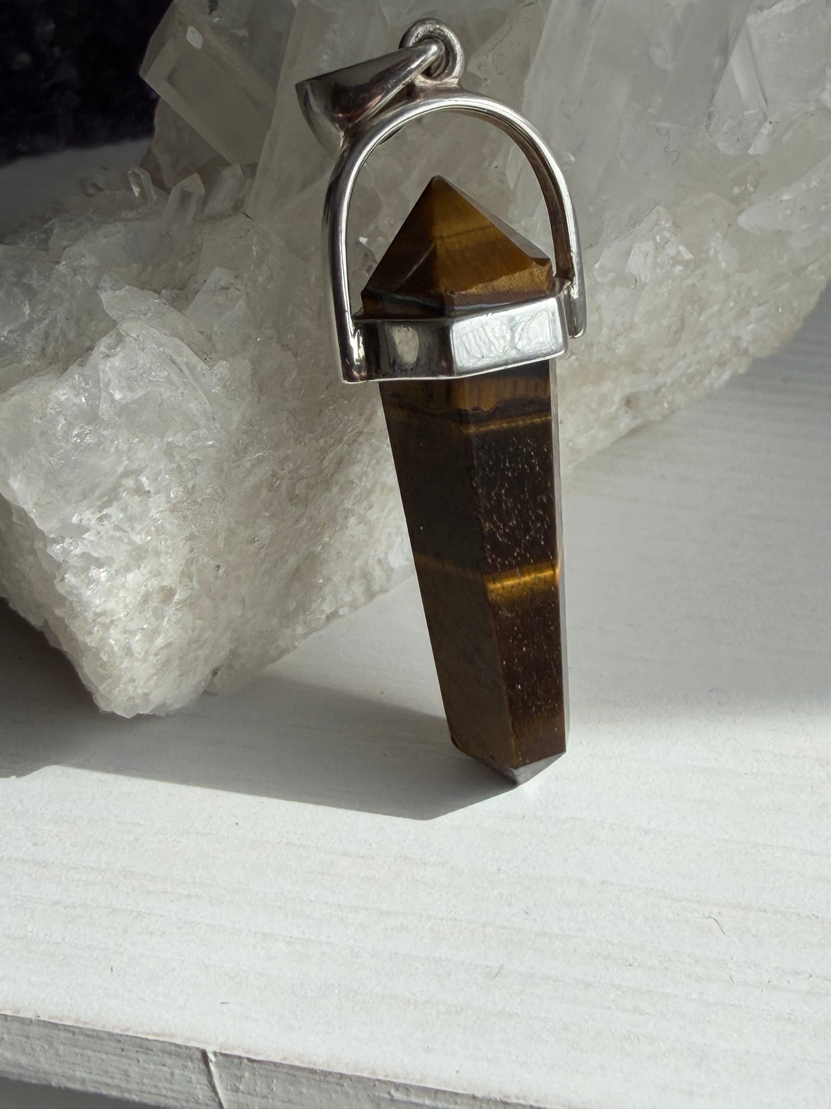 Tiger's Eye Double-Terminated Point Pendant PPGJ1234