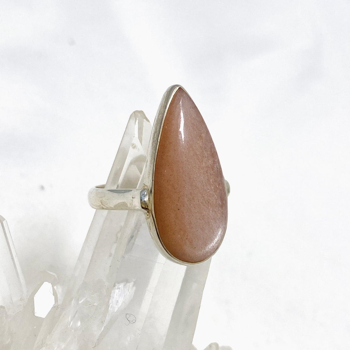 Peach Moonstone Teardrop Ring Size 10 KRGJ2199