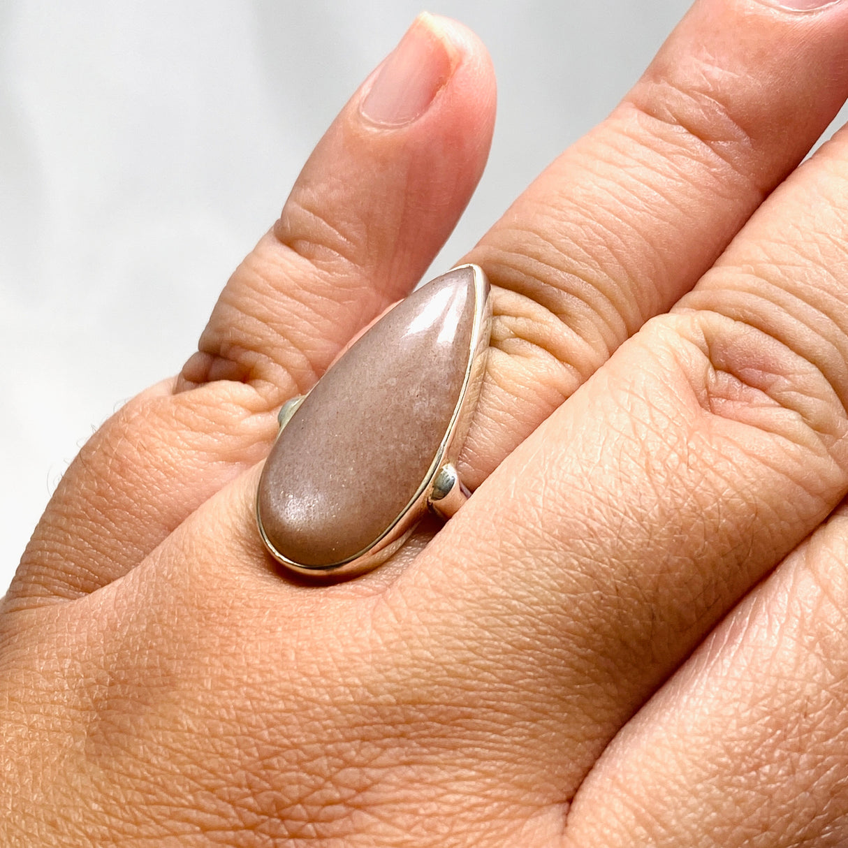 Peach Moonstone Teardrop Ring Size 10 KRGJ2199