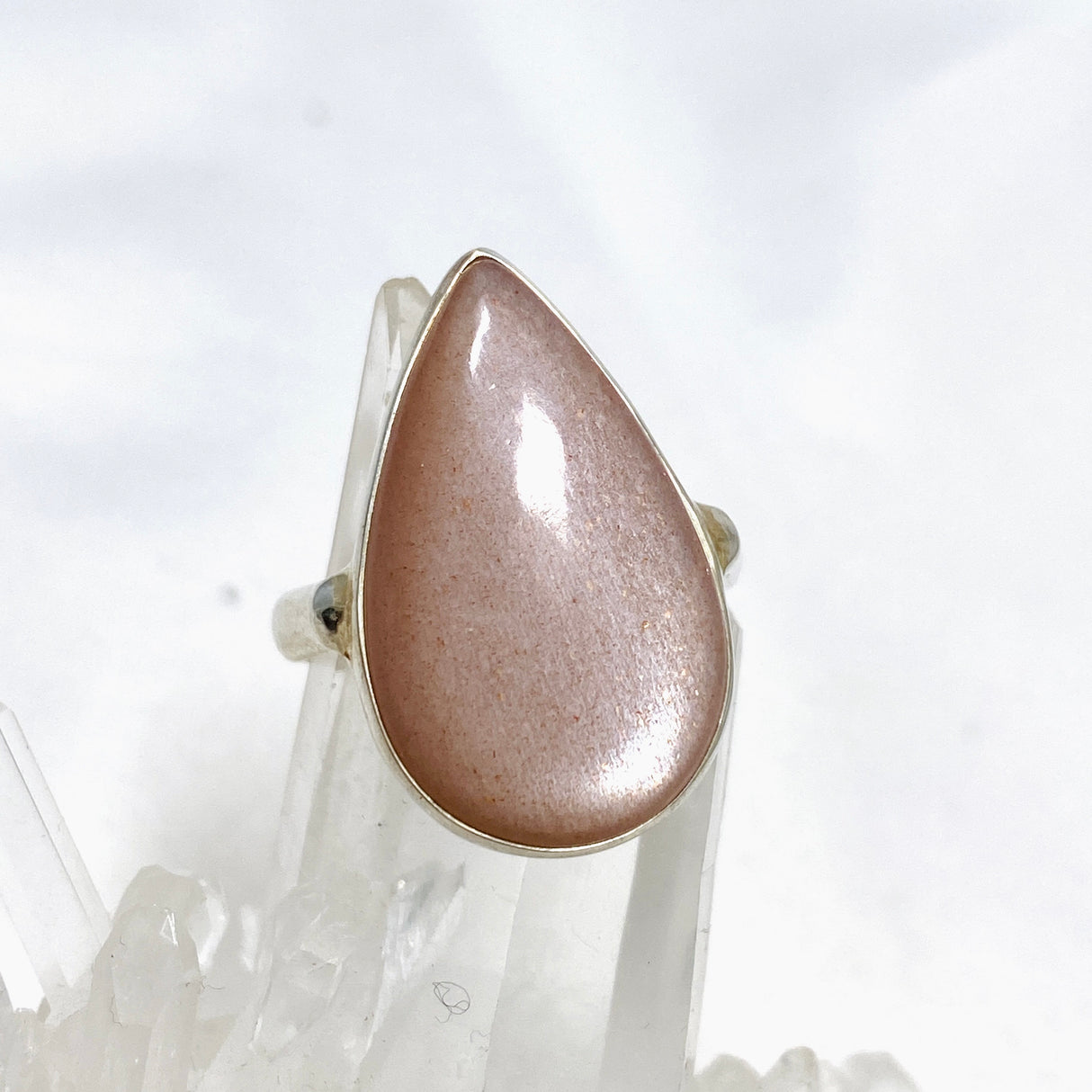 Peach Moonstone Teardrop Ring Size 11 KRGJ2200