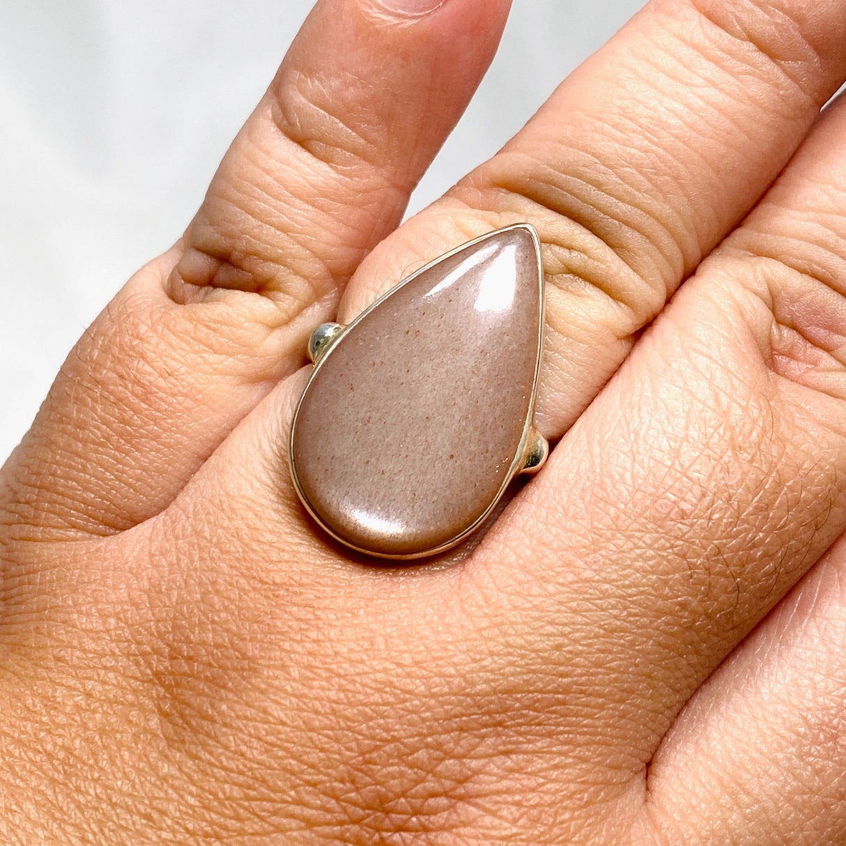 Peach Moonstone Teardrop Ring Size 11 KRGJ2200