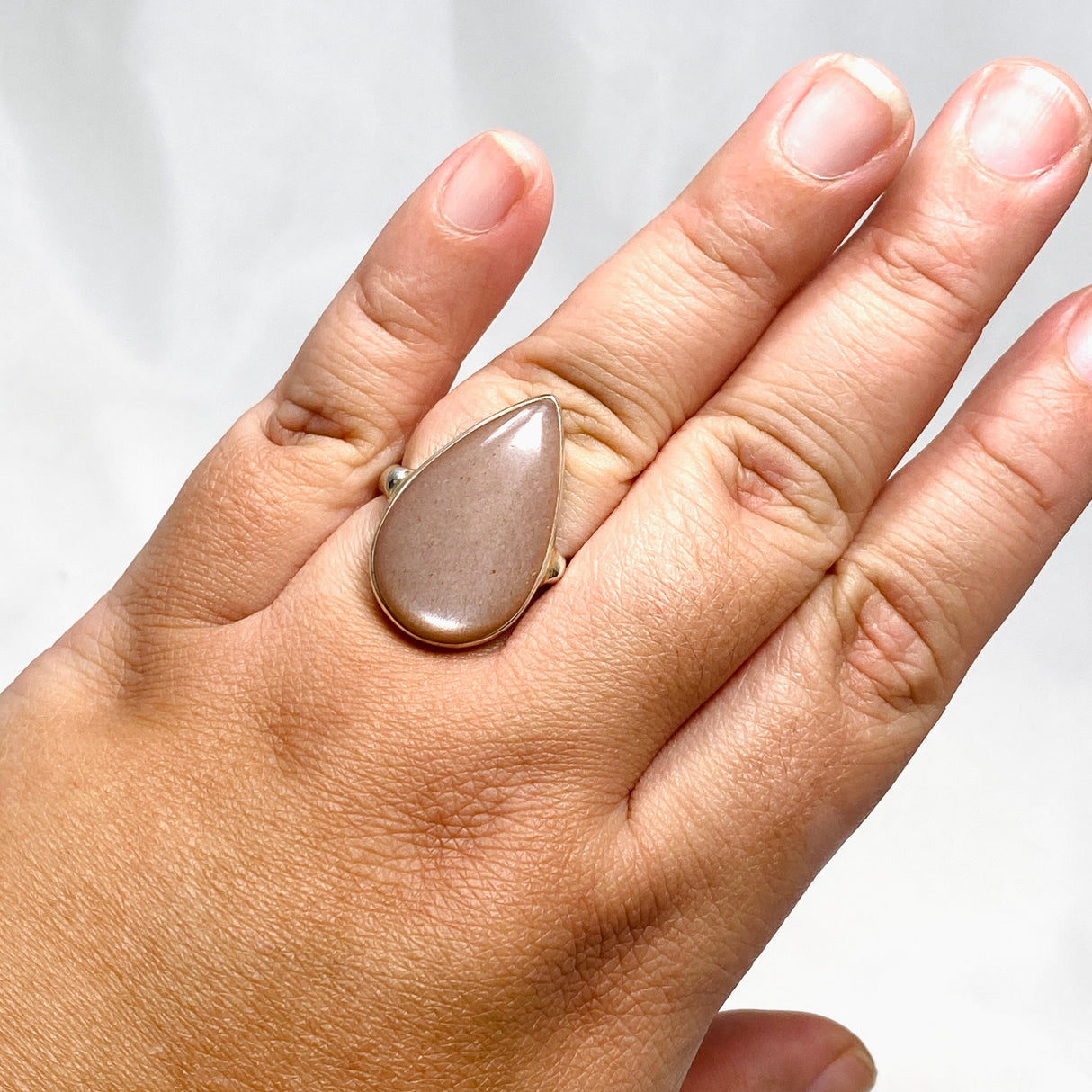 Peach Moonstone Teardrop Ring Size 11 KRGJ2200