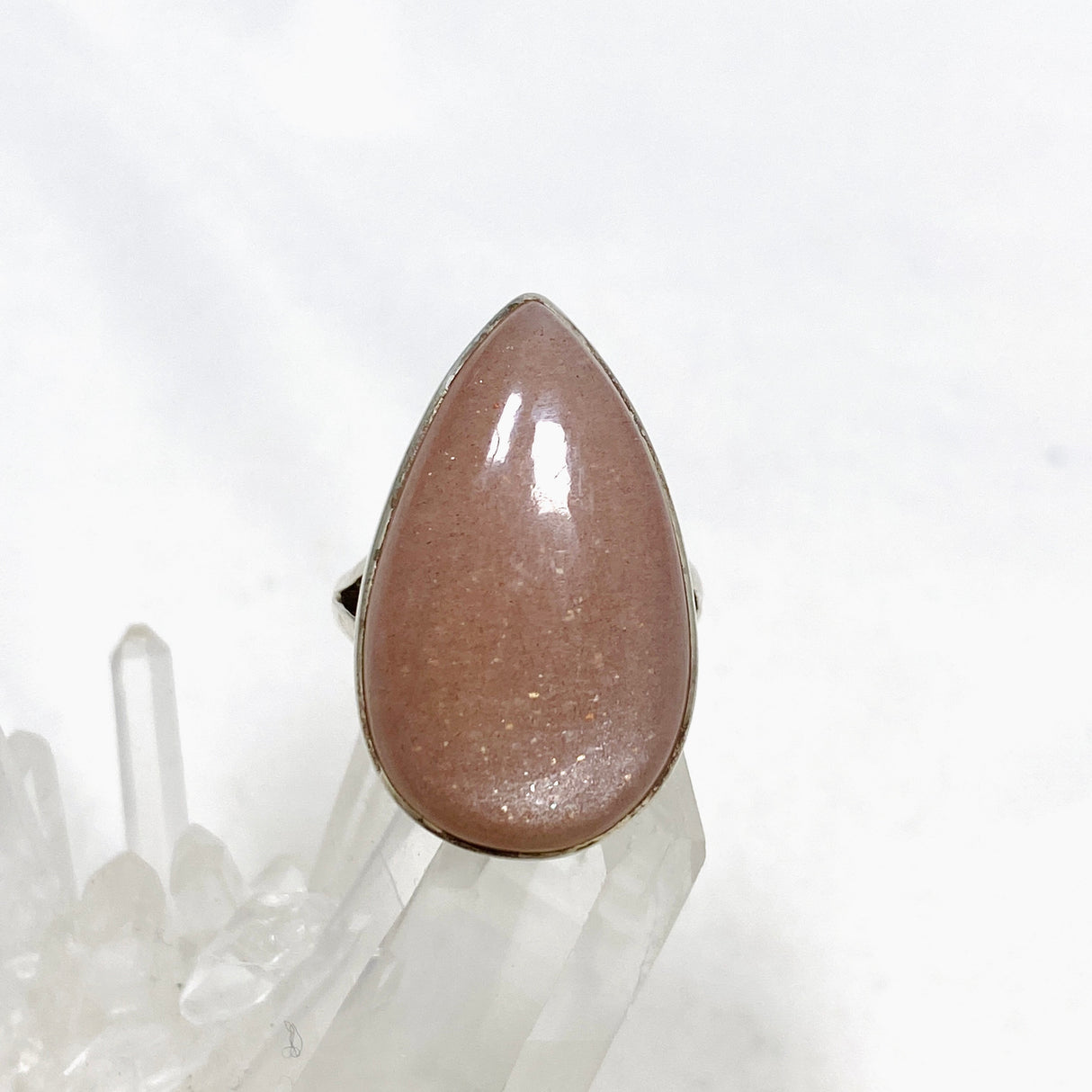 Peach Moonstone Teardrop Ring Size 7 KRGJ2172