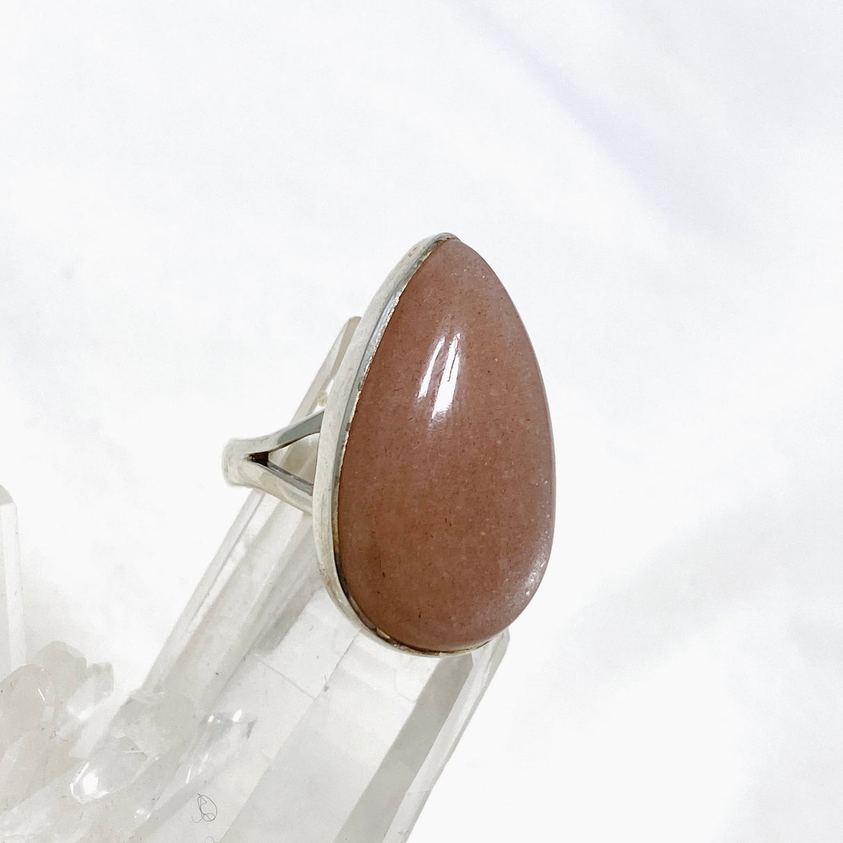 Peach Moonstone Teardrop Ring Size 7 KRGJ2172