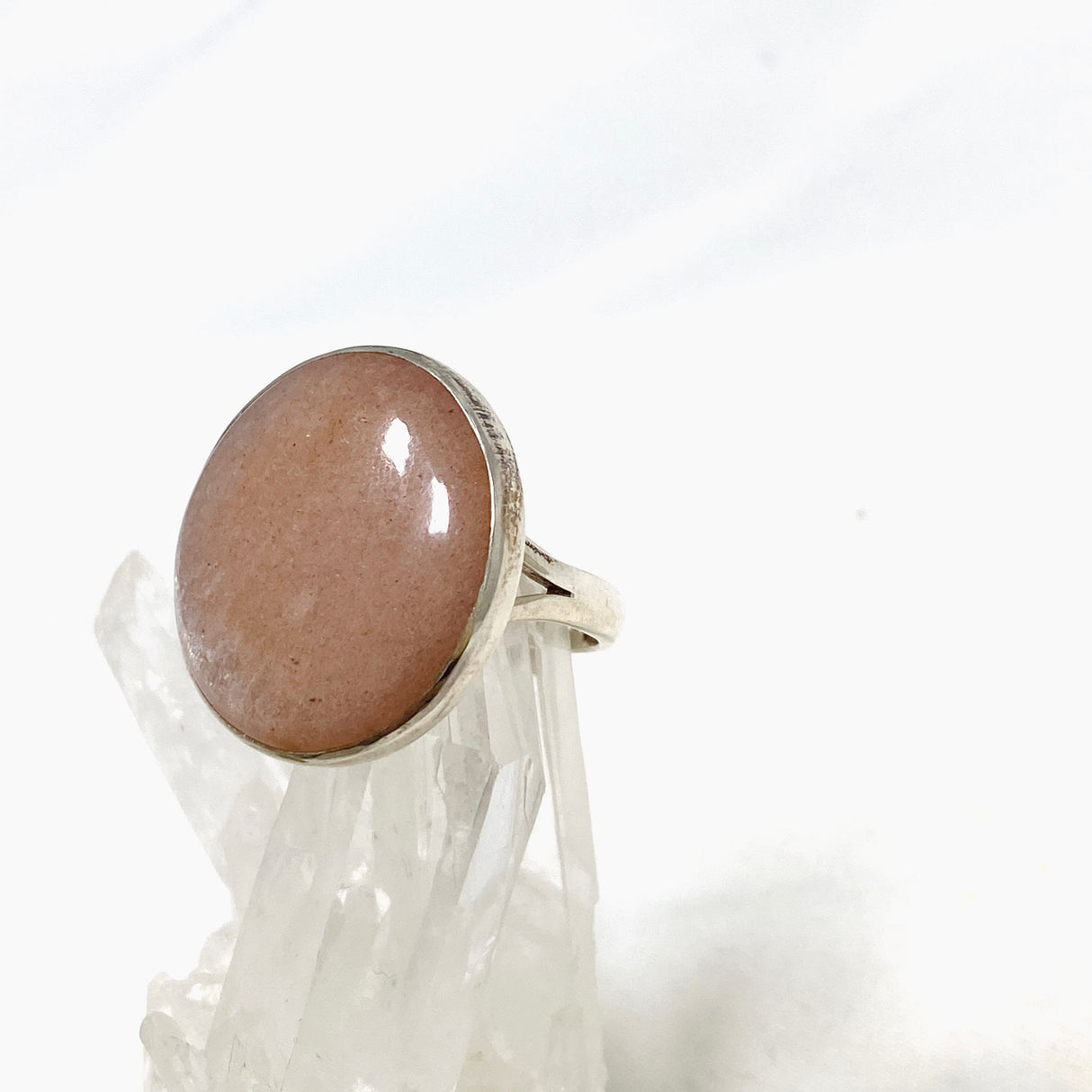 Peach Moonstone Round Ring Size 10 KRGJ2173