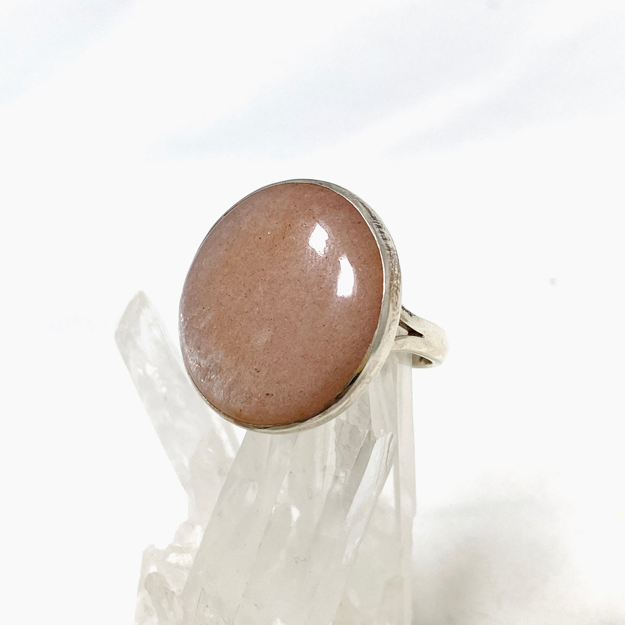 Peach Moonstone Round Ring Size 10 KRGJ2173